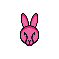 Simple Mascot Vector Logo Design of Rabbit in Color pink. Abstract, emblem, design concept, logo, logotype, element, template.