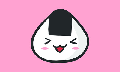 cute food vector illustration. funny onigiri traditional Japanese food in cartoon. kawaii illustration for emoticon, symbol, icon, etc.