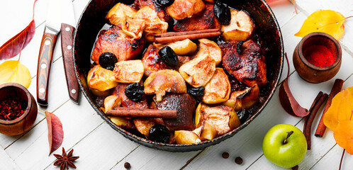 Beef baked with apples