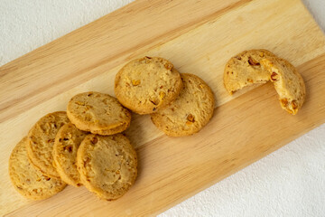 cookies on wooden table