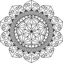 Circular Pattern Mandala Zentangle Henna Mehndi Tattoo, Decoration Circle Vector Clipart Floral Flower Decorative Ethnic Oriental Style Coloring Book Page Illustration Ornamental Ornament