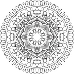 Circular Pattern Mandala Zentangle Henna Mehndi Tattoo, Decoration Circle Vector Clipart Floral Flower Decorative Ethnic Oriental Style Coloring Book Page Illustration Ornamental Ornament