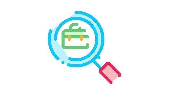 Suitcase In Magnifier Glass Job Hunting animated icon on white background