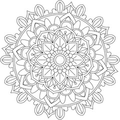 Circular Pattern Mandala Zentangle Henna Mehndi Tattoo, Decoration Circle Vector Clipart Floral Flower Decorative Ethnic Oriental Style Coloring Book Page Illustration Ornamental Ornament