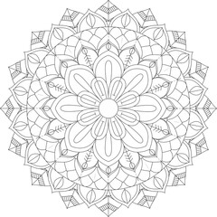 Circular Pattern Mandala Zentangle Henna Mehndi Tattoo, Decoration Circle Vector Clipart Floral Flower Decorative Ethnic Oriental Style Coloring Book Page Illustration Ornamental Ornament