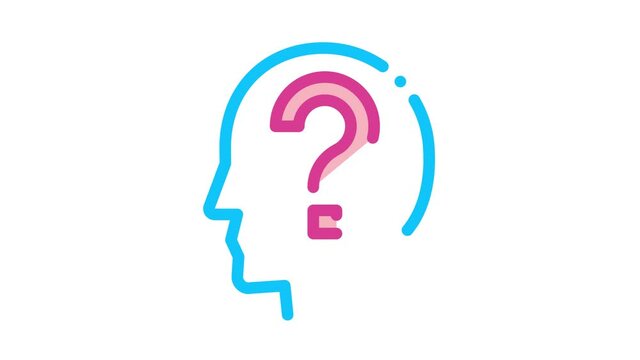 Question Mark In Man Silhouette Mind animated icon on white background