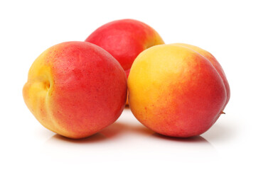 Fresh apricot fruits isolated on white background