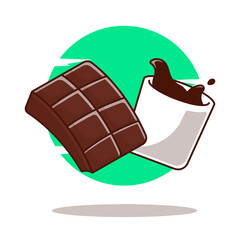 Chocolate and Chocolate Drink Cartoon Vector Illustrations. World Chocolate Day Icon Concept Isolated Premium Vector