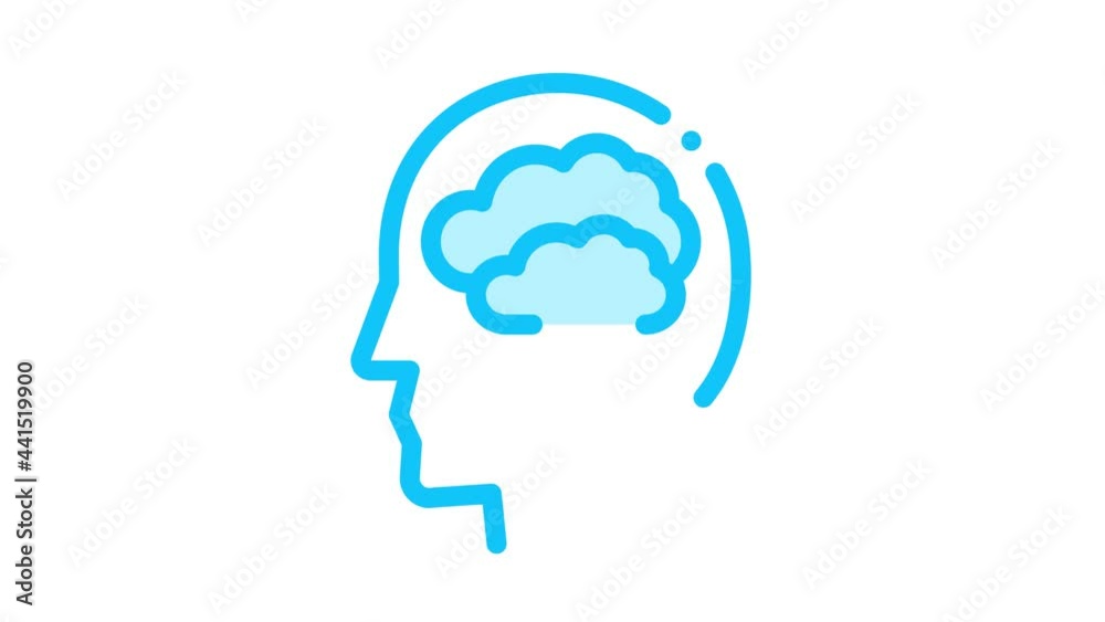 Canvas Prints Mainly Cloudy Clouds In Man Silhouette Mind animated icon on white background