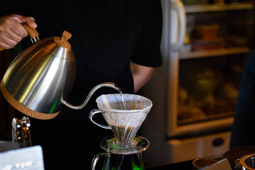 drip coffee, Barista making drips coffee