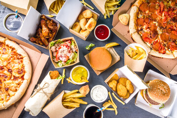 Delivery food, fast-food background