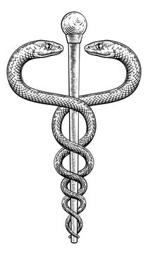 Caduceus Vintage Doctor Medical Snakes Symbol