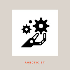 Robot assistant, mechanic, inventor, technician. A linear robot icon.