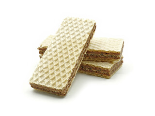 Stack of wafers cream hazelnut chocolate, Isolated on white background