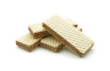Stack of wafers cream hazelnut chocolate, Isolated on white background