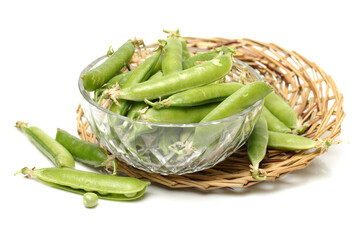 Fresh peas isolated on white background 
