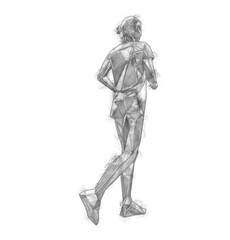 Low poly sketch of a woman jogging. - 441521534