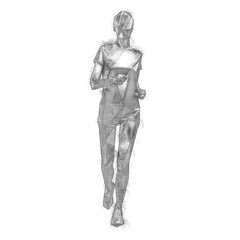 Low poly sketch of a woman jogging. - 441521566