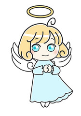 手描き風　かわいい天使　左向き