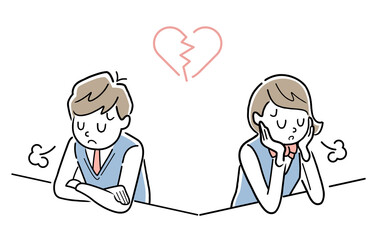 ベクターイラスト素材：失恋する男子学生と女子学生
