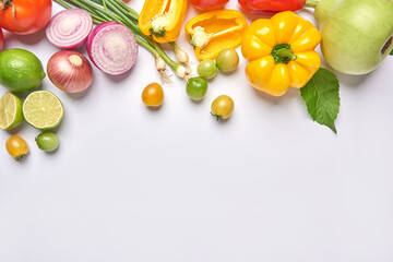 fresh vegetables on white background