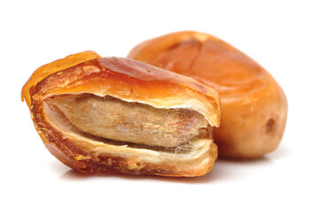 medjool dates on white background