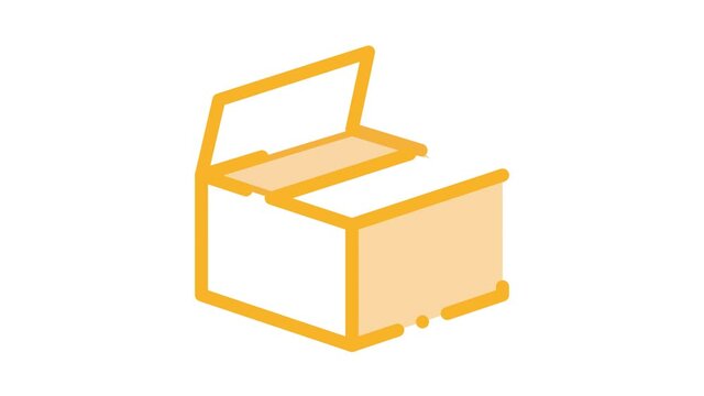 Cardboard Transportation Box Packaging animated icon on white background