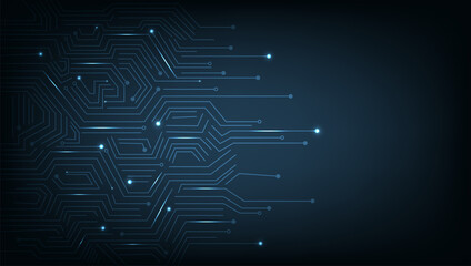 Abstract Circuit board background.Vector abstract technology illustration Circuit board on  dark blue background.High tech circuit board connection system concept.