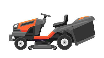 Tractor lawn mower. flat style. isolated on white background