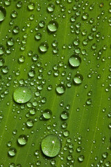 Plakat Water drops on fresh green leaf