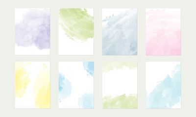 A set of watercolor backgrounds of delicate colors for posters.