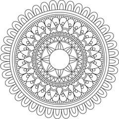 Circular Pattern Mandala Zentangle Henna Mehndi Tattoo, Decoration Circle Vector Clipart Floral Flower Decorative Ethnic Oriental Style Coloring Book Page Illustration Ornamental Ornament