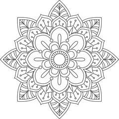 Circular Pattern Mandala Zentangle Henna Mehndi Tattoo, Decoration Circle Vector Clipart Floral Flower Decorative Ethnic Oriental Style Coloring Book Page Illustration Ornamental Ornament