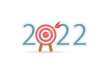 happy new year 2022. Number 2022 with Arrow in target
