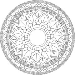 Circular Pattern Mandala Zentangle Henna Mehndi Tattoo, Decoration Circle Vector Clipart Floral Flower Decorative Ethnic Oriental Style Coloring Book Page Illustration Ornamental Ornament