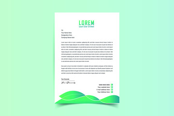 Letterhead Template Design. Luxury, Modern, Elegant, Professional, Minimalist, Business, Abstract, Modern Green Letterhead Design. Vector Illustration