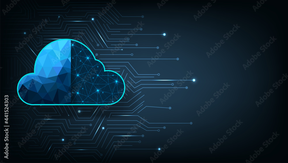 Aufkleber Cloud Technology illustration concept.High-speed connection data analysis. Technology network for connected devices.cloud computing. big data center, on dark blue background.