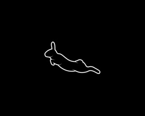 Rabbit Silhouette on Black Background. Isolated Vector Animal Template for Logo Company, Icon, Symbol etc