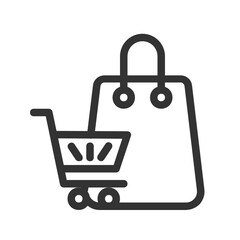 Cart , Online Shopping outline icon.