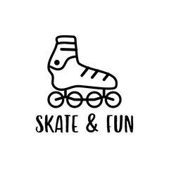 Outline logo emblem with roller skate