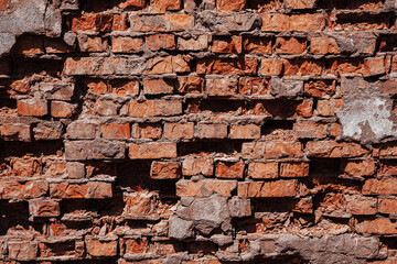 Broken Wall Background. Old brick wall texture.