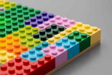 Close up of colorful toy constructor details