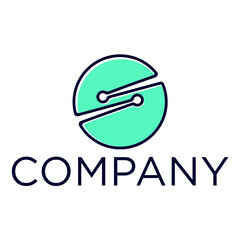 Abstract initial letter S logo with planet design vector icon