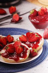 Wheat sandwiches with strawberry marmalade