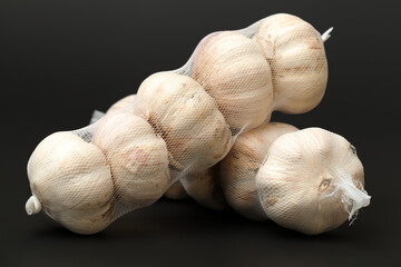 garlic isolated on black background