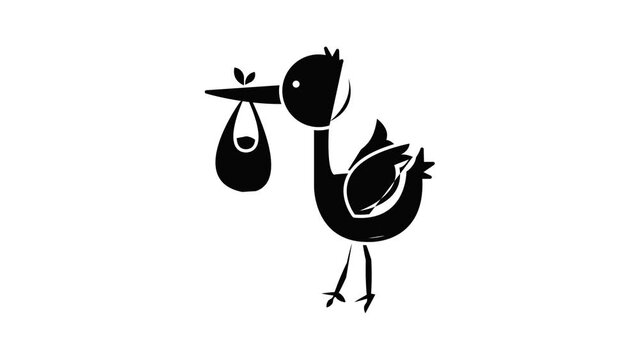 Stork child icon animation simple best object on white