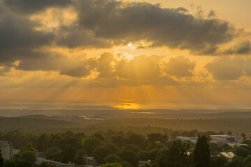Sunset view of the Western Galilee and the Mediterranean Sea