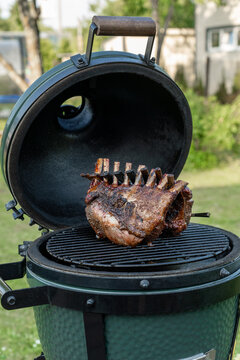 Lamb on an egg type grill