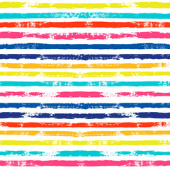 Rainbow striped summer pattern. Bright summer seamless vector background. Paint lines, colorful brush strokes. Colorful stripes