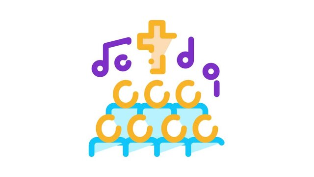 Church Choir Singing Song Concert animated icon on white background